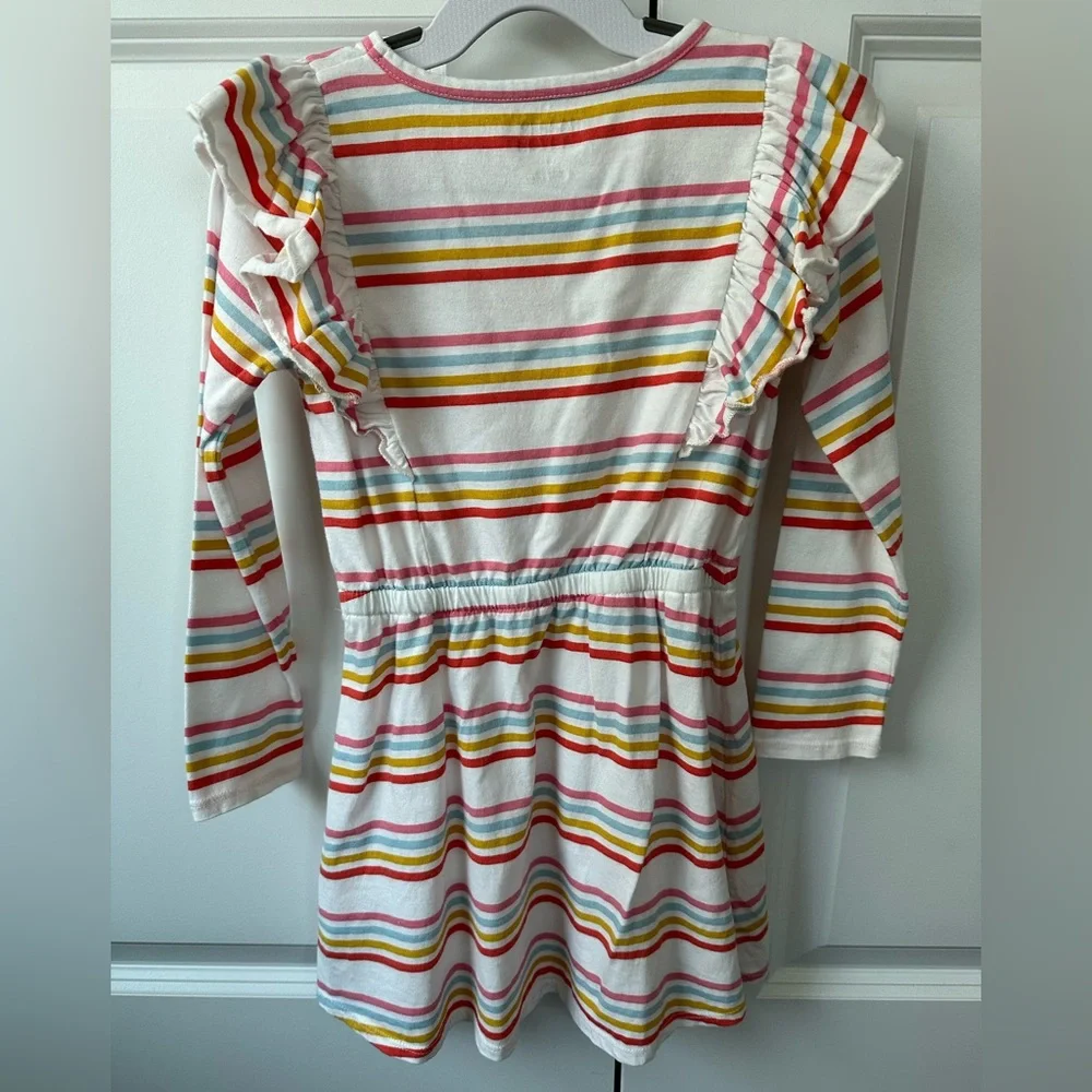 Harper Canyon Girls Long Sleeve Striped Dress With Ruffles (Size 4)